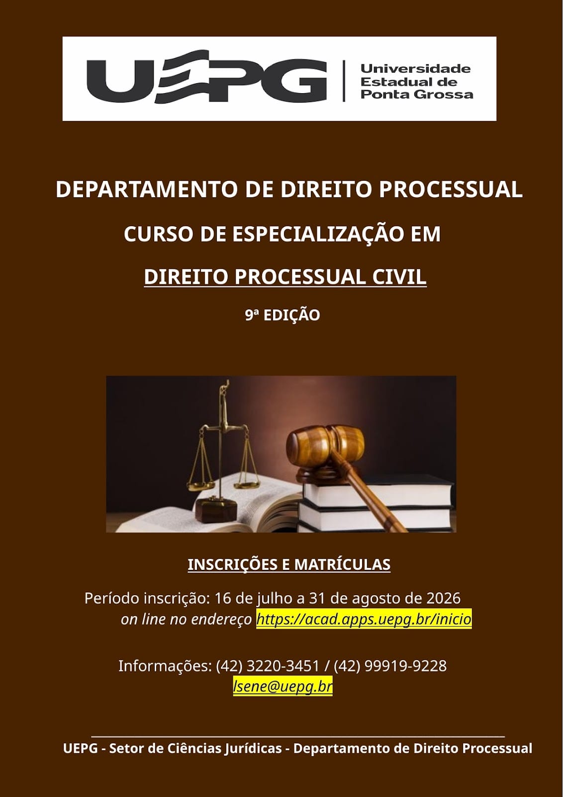 ABERTAS AS INSCRIÇÕES PARA O CURSO DE DIREITO PROCESSUAL CIVIL
