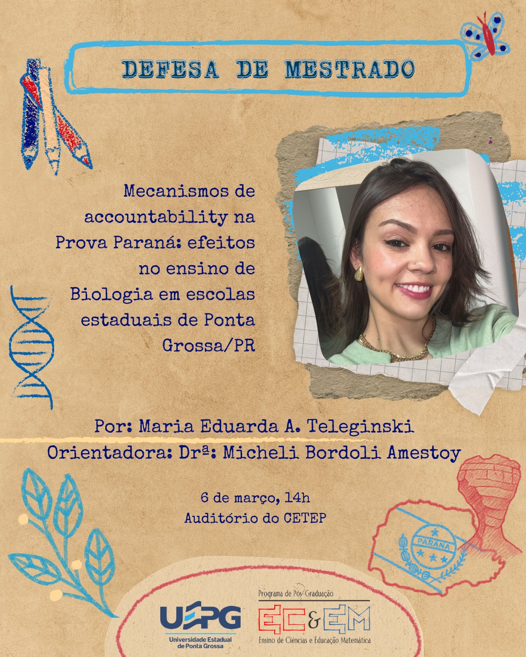 PPGECEM divulga convite para defesa de mestrado de Maria Eduarda Annunziato