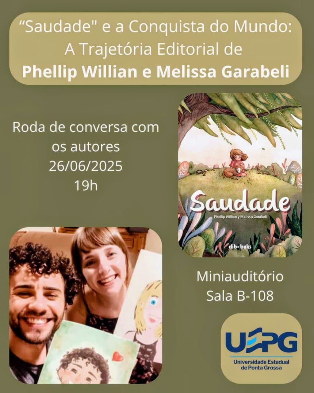 Roda de conversa no Bloco B com Phellip Willian e Melissa Garabeli.