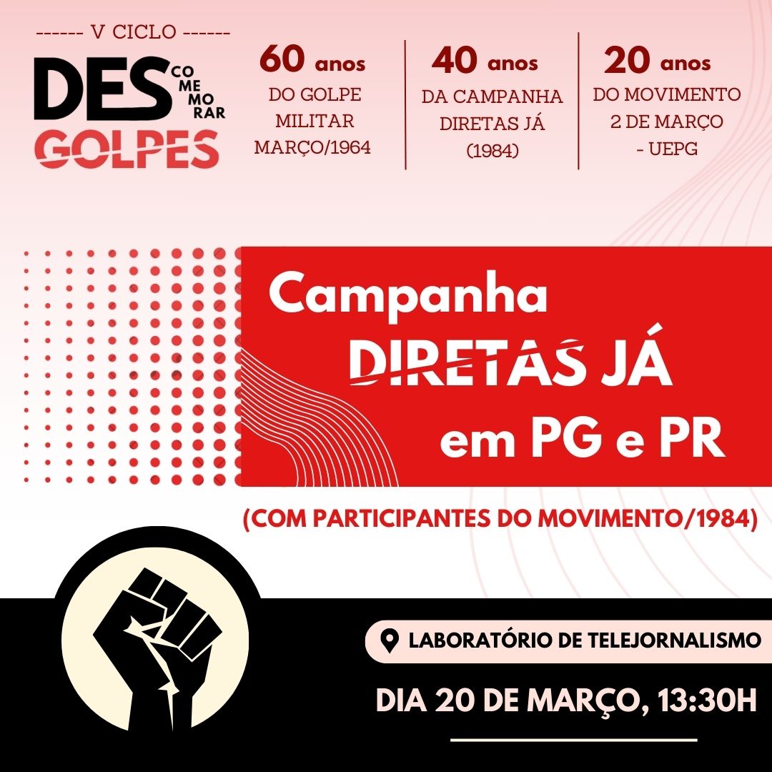 Descomemorar Golpes: Evento relembra a luta no movimento Diretas Já e debate responsabilização jurídica dos golpistas do 08 de Janeiro