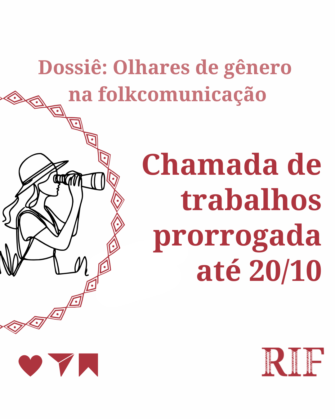 RIF prorroga chamada de artigos sobre estudos de gênero e folkcomunicação