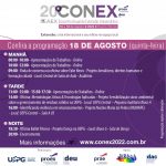 Programação 20º CONEX e 5º EAEX – Dia 18 de agosto