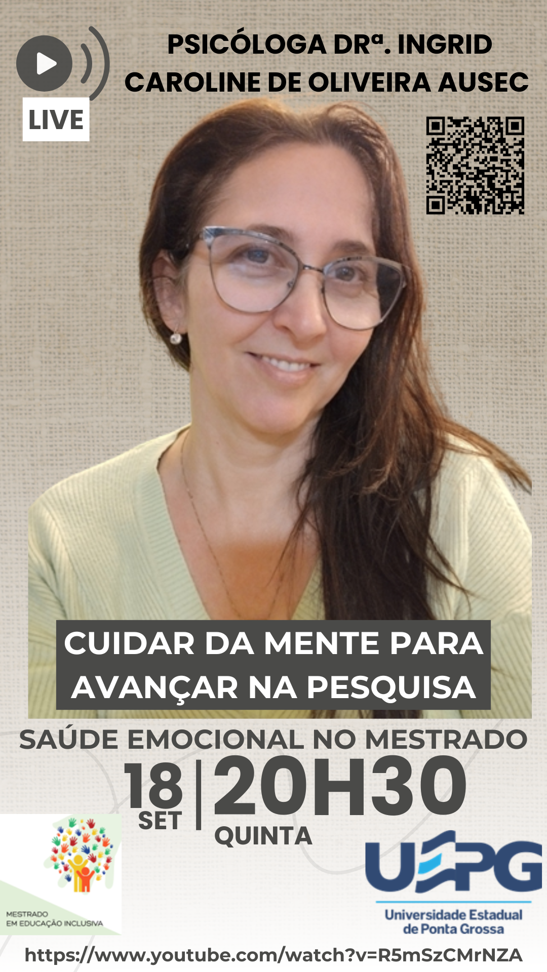 Live PROFEI/UEPG – Cuidar da mente para avançar na pesquisa: saúde emocional no mestrado