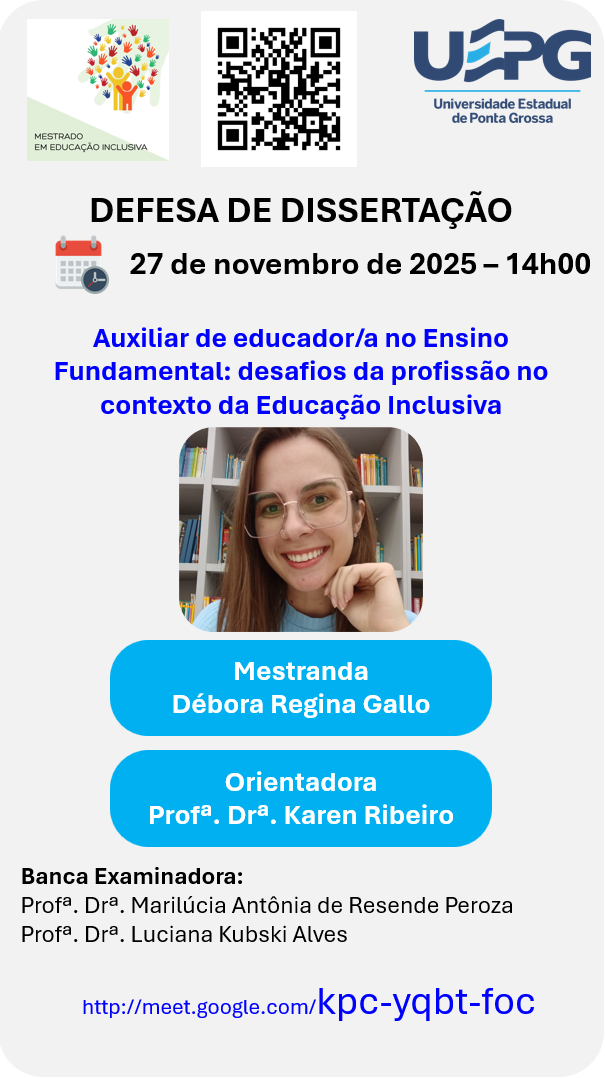 Defesa de Dissertação – 26/11/2025 às 14h | Debora Regina Gallo