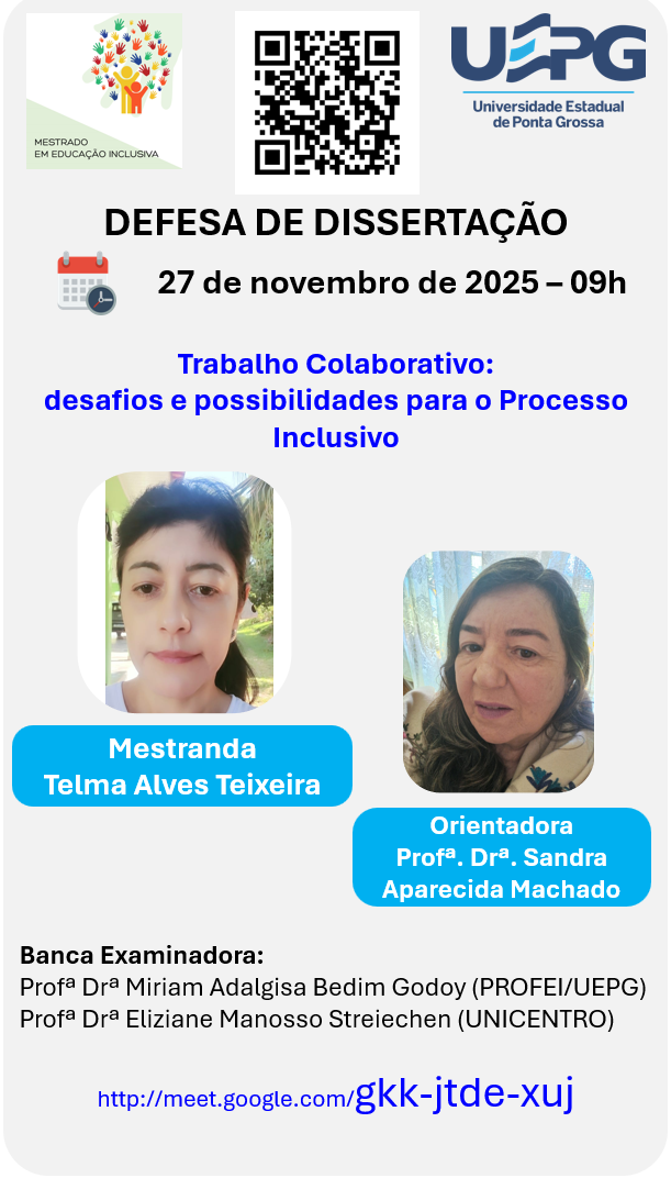 Defesa de Dissertação – 27/11/2025 às 09h | Telma Alves Teixeira