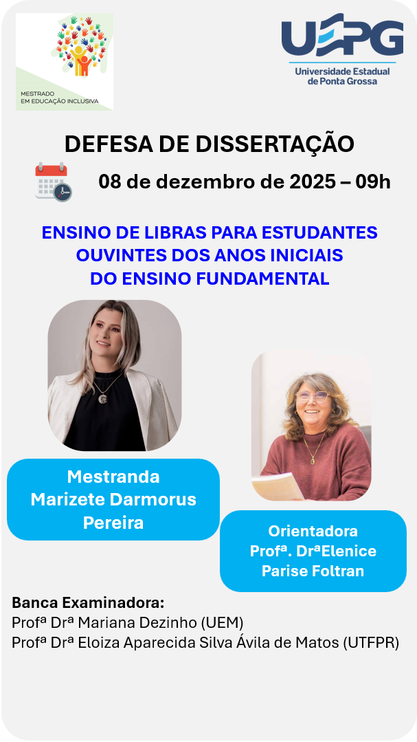 Defesa de Dissertação 08/12/2025 – 09h Marizete Darmorus Pereira